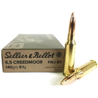 Sellier & Bellot Rifle Ammuntion SB65A, 6.5 Creedmoor, FMJ BT, 140 GR, 2657 fps, 20 Rd/bx