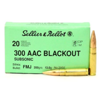 Sellier And Bellot 300 AAC Blackout 200 gr Subsonic FMJ 20/Box