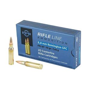 PPU Standard Rifle 6.8mm Remington SPC 115gr FMJ BT Rifle Ammo - 20 Rounds
