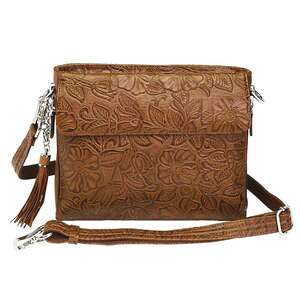 Gun Tote’n Mama Tooled American Cowhide Concealed Carry Clutch - Tan