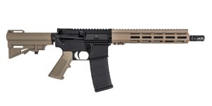 PSA 11.5" Carbine 5.56 1/7 Nitride 10.5" Lightweight Hex MLOK Classic Stealth HAR-15 Pistol, FDE
