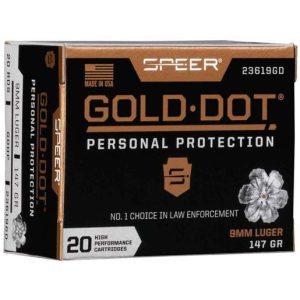 Speer Gold Dot 9mm Luger 147gr HP Handgun Ammo - 20 Rounds