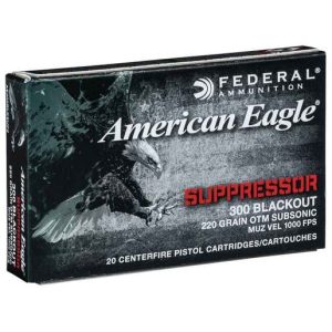 Federal American Eagle Rifle Suppressor SubSonic 300 AAC Blackout 220gr OTM Rifle Ammo - 20 Rounds