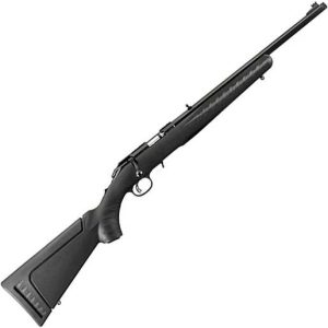 Ruger American Rimfire 22 WMR (Mag) Satin Blued Bolt Action Rifle - 18in - Black