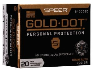 Speer Gold Dot 200 gr Hollow Point 10mm Ammo, 20/box - 54000GD