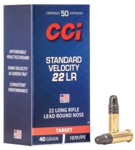 CCI .22 LR 40 Grain Lead Round Nose Standard Velocity Ammunition, 50 Round Box 0035