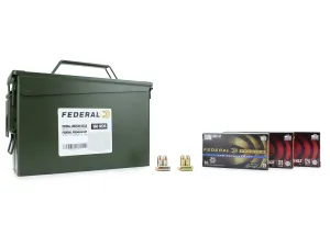 Federal Premium HST 9mm 124 Gr +P JHP / Federal American Eagle 9mm 124 Gr FMJ 150 Rounds in Heavy Duty Ammo Can Bundle