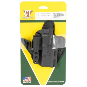 Comp-Tac C852GL052RBKN eV2 Max AIWB Black Kydex/Leather Belt Clip Fits Glock 19 Gen1-5 Right Hand