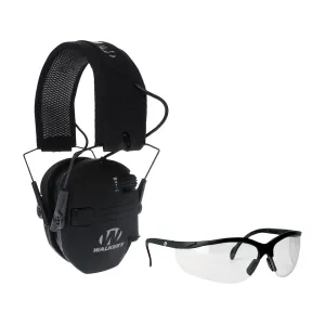 Walker's Razor Slim XTRM Gel Electronic Ear Muffs Black with Clear Lens Shooting Glasses