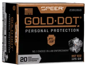 Speer Gold Dot 125 gr Hollow Point .357 Sig Ammo, 20/box - 23918GD