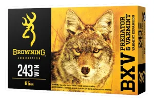 Browning BXV 65 gr Polymer Tip 243 Winchester Ammunition 20 Rounds - B192302431