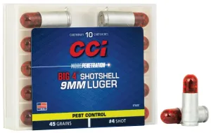 CCI BIG 4 45 gr Shotshell #4 Shot 9mm Ammo, 10/box - 3712CC