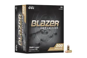 CCI 9mm 115 gr FMJ Blazer Brass 200/Box