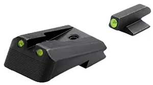 USED Kimber 1911 Tactical Wedge Fixed Square-Notch Tritium Pistol Night Sight Set Green Tritium Front Green Tritium Rear Black