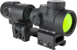 Trijicon MRO SD 1x25mm Reflex Red Dot Sight 2.0 MOA Adjustable w/ Full Co-Witness Quick Release Q-LOC Mount 3x Magnifier w/ Quick Release Flip-to-Side
