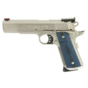 Colt Manufacturing 1911 Gold Cup Trophy 45 ACP 5" 8+1 Stainless Steel Scalloped Blue Checkered G10 Grip O5070XE