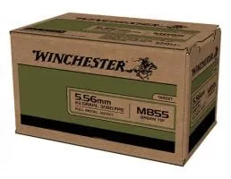 Winchester M855 5.56 Bulk Ammo 62 Grain FMJ 1000rds (Unpainted Tip) - WM8551000