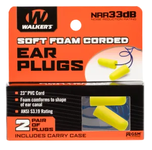 Walker's Parts & Accessories 10 Walkers Game Ear Corded Soft Foam Ear Plugs 2 Pair (Yellow)