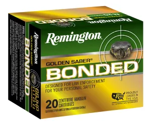 Remington Golden Saber 185 gr Bonded Brass Jacketed Hollow Point .45 ACP Ammo, 20/box - GSB45APAB