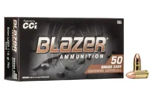 CCI 9mm 115 gr FMJ-RN Blazer Brass 50/Box
