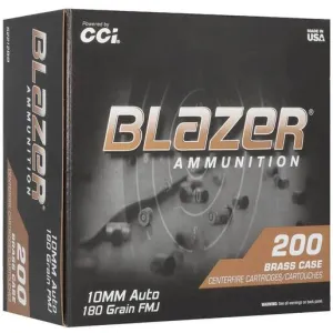 CCI Blazer Brass 10mm Auto 180gr FMJ Handgun Ammo - 200 Rounds