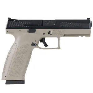 CZ-USA P-10 F 9mm 4.5" Bbl 10rd FDE Handgun w/Polymer Frame, Nitride Slide, Fixed Sights, 3 Back Straps, Rev Mag Catch 81541