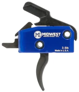Midwest Industries Enhanced AR15 Drop in Trigger Curved 3.5lb Pull Single Stage w/ Anti Walk Pins Black/Blue