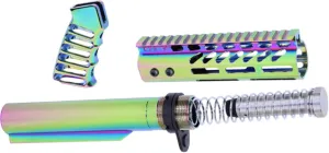 DEMO Guntec USA AR-15 Pistol Furniture Set With Miltube Gloss Rainbow PVD AR-PISTOL-SET-MIL-RPVD