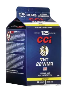 CCI VNT .22 WMR 30 gr Polymer Tipped VNT 125 Round Carton - 929CC