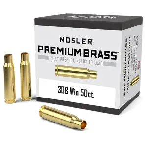 Nosler Ammunition 85 Nosler 10225 Premium Brass Unprimed Cases 308Win, Rifle Brass 50/Box