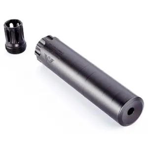 Quell 358 Caliber/9mm Rifle Suppressor - Quell 358 Cal/9mm 6.9'''' 5/8''''x24 Thread Rifle Suppressor Black
