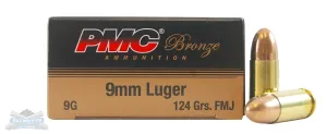 PMC Ammunition 10 PMC Bronze 9mm 124gr FMJ Ammunition 50rds - 9G