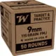 Winchester Target & Practice 9mm Luger 115 Grain Full Metal Jacket FMJ Brass Cased Pistol Ammo 50 Rounds