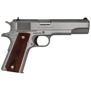 Colt Mfg O1911CSS38 1911 Government 38 Super 9+1 5 in Stainless National Match Barrel, Serrated Stainless Steel Slide & Frame w/Beavertail, Black Rubber Grip, Pistol