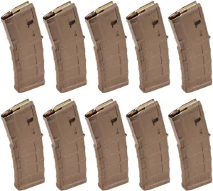 Magpul Industries PMAG GEN M3 AR-15/M16/M4 Rifle Magazine .223 Rem/5.56x45mm NATO 30 Round Medium Coyote Tan 10 Pack Polymer MAG557-MCT-30RD