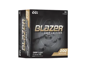 CCI Blazer Brass 9mm 115gr FMJ Bulk Ammo, 200rd