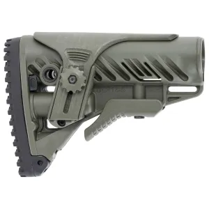 FAB Defense Parts & Accessories 22 FAB Defense FXGLR16CPG GLR-16 Tactical Buttstock for AR-15/ M4 w/Adjustable Cheek-Rest & Anti-Rattle Mechanism OD Green Polymer