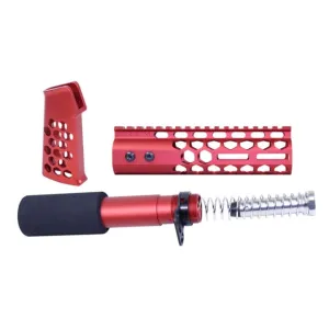 Guntec USA Parts & Accessories 54 Guntec USA AR-15 Honeycomb Pistol Furniture Set 7in Anodized Red