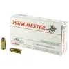 Winchester Ammunition 19 Winchester USA Pistol Ammo 45 ACP Jacketed Hollow Point 230 Grain 50 Rounds