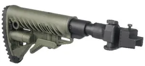 Open Box Dealer Demo FAB Defense M4 Folding Collapsible Buttstock w/ Shock Absorber for AK47 - Polymer Joint OD Green FX-M4AKPSB