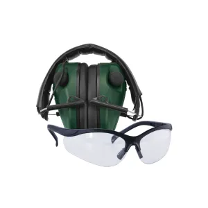 Caldwell Parts & Accessories 33 Caldwell E-MAX Low Profile Electronic Ear Muffs Green with Shooting Glasses