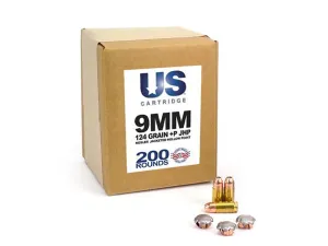 US Cartridge 9mm 124 Gr +P Nosler JHP (200 Round)