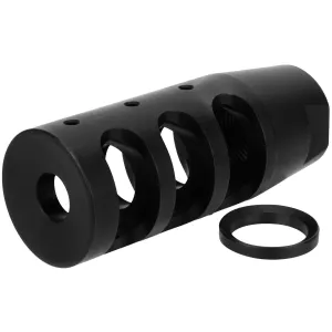 TacFire MZ1002N Compact Compensator Black Nitride Steel with 1/2 in-28 tpi Threads & 2.50 in OAL for 5.56x45mm NATO AR-15