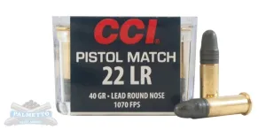 CCI .22 Long Rifle 40gr LRN Pistol Match Ammunition 50rds - 0051