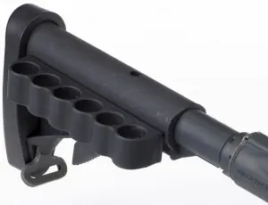 Mesa Tactical M4 Carbine Stock SureShell Aluminum Carrier 6-Shell 12 Gauge Ambidextrous Black