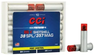 CCI BIG 4 84 gr Shotshell #4 Shot .38 Spl/357 Mag Ammo, 10/box - 3714CC