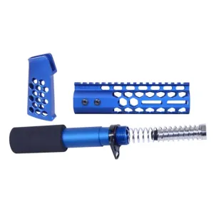 Guntec USA Parts & Accessories 55 Guntec USA AR-15 Honeycomb Pistol Furniture Set 7in Anodized Blue