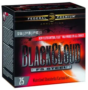 Federal Black Cloud FS Steel 2.75" 12 Gauge Ammo 3, 25/box - PWBX1473