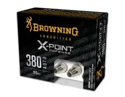 Browning X-Point Defense 95 gr 380 ACP Ammunition, 20 Rounds - B191703802