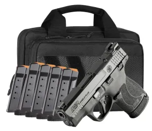 S&W Bundle M&P 9 Shield Plus OR 3.1" 9mm 10/13rd Pistol with Savior Bag and 6 Total Mags - 14724